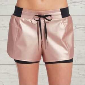 CALIA by Carrie Underwood 2 in 1 Black & Rose Gold Athletic Shorts